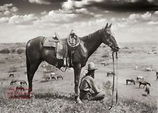 Wild West Texas Cowboy PHOTO Horse Rancher Country Sky Art Old West 1910 picture