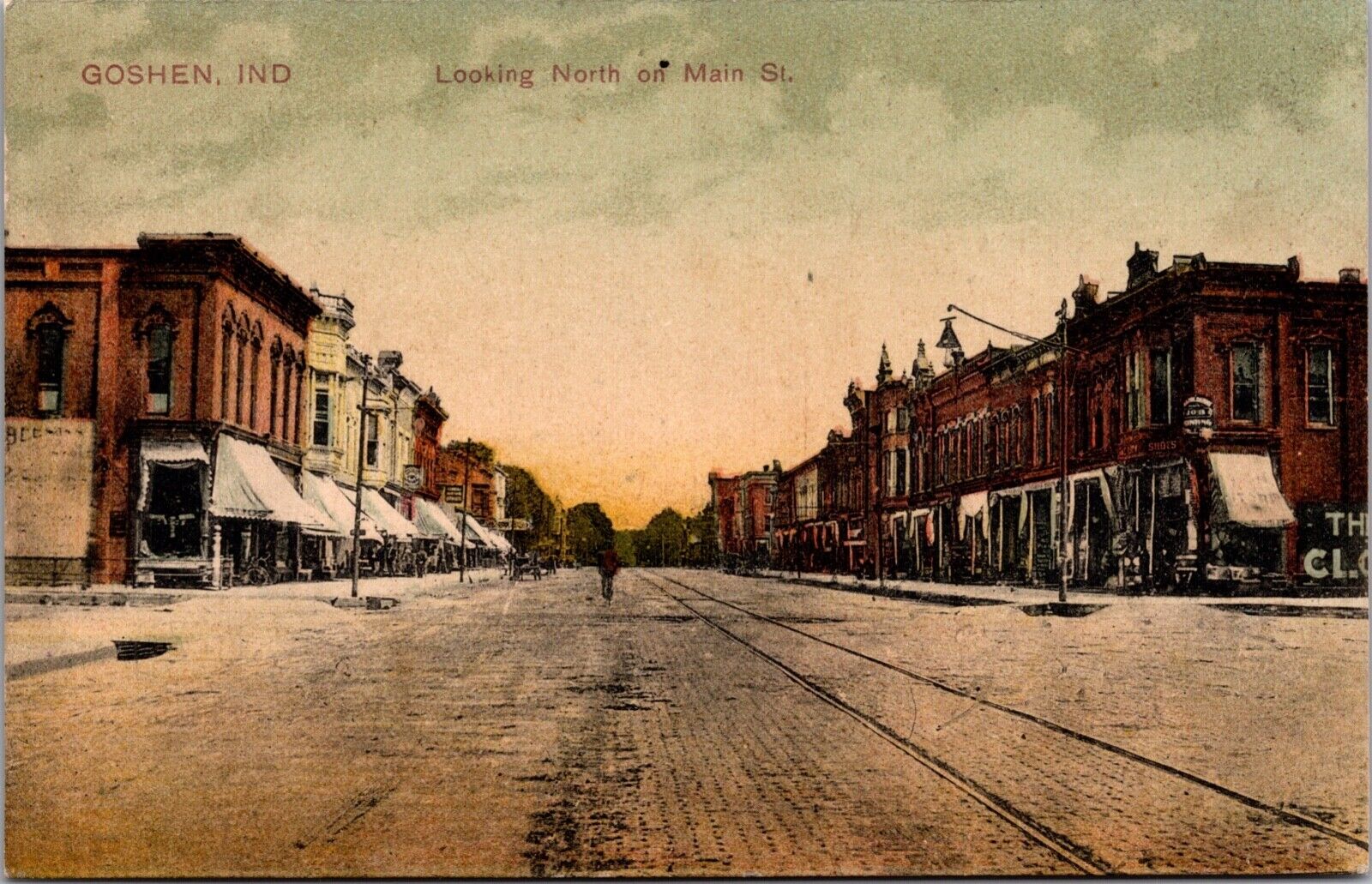 Postcard Looking North on Main Street in Goshen, Indiana~4311