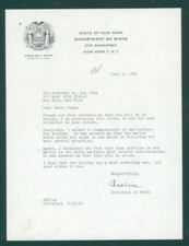 1959 Letter Signed by Caroline K Simon NY Secretary of State to Rabbi Leo Jung picture