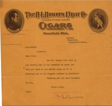 1915 H.L. Bowers Cigar Co Letter Mansfield Ohio Tobacco Trade Broadleaf picture