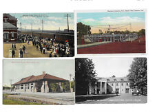 Lot of 7 IN Indiana Postcards Jeffersonville West Baden Depot Trolley Train etc picture