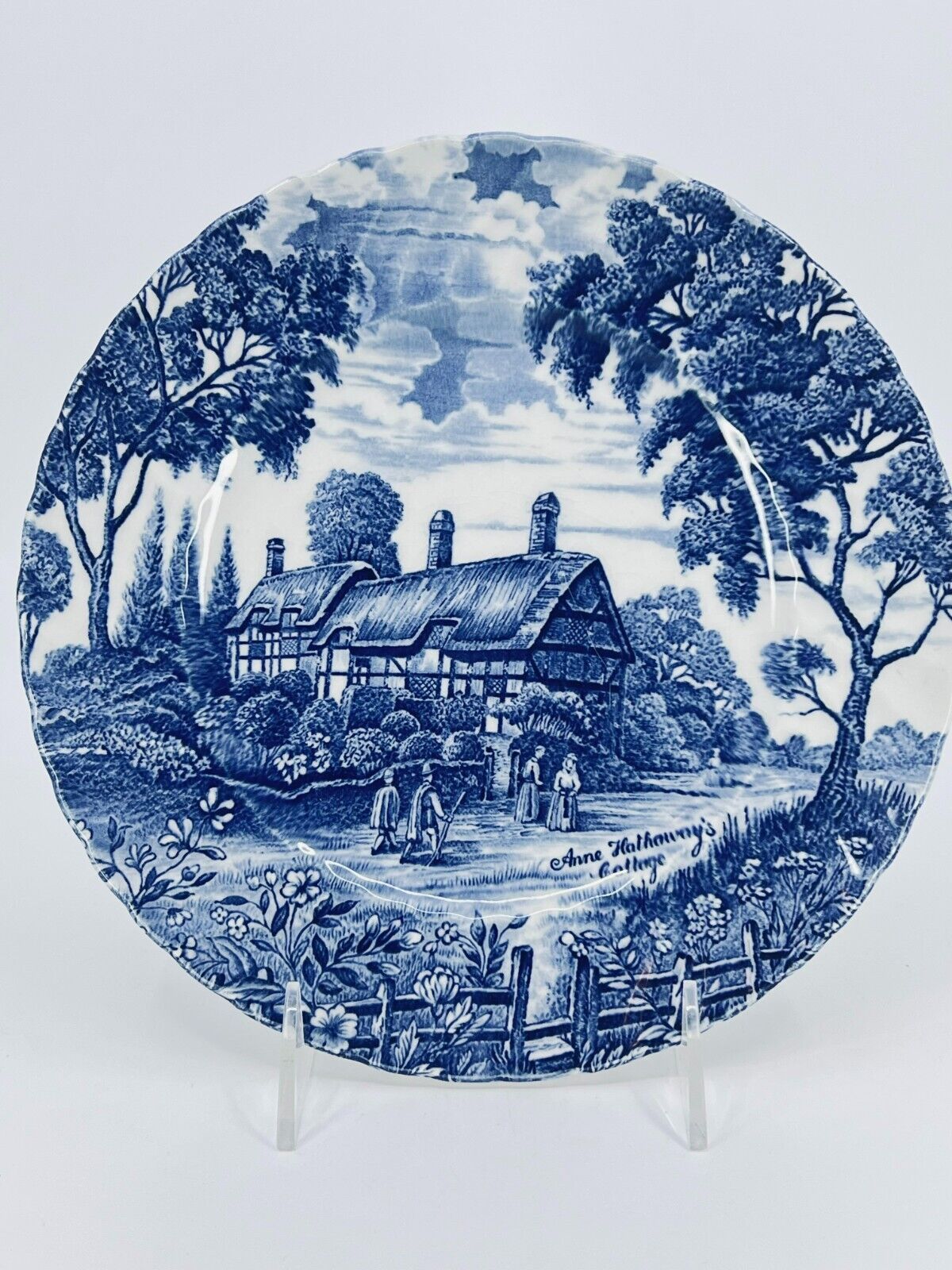 Ironstone Vintage ROYAL ESSEX Cobalt Blue Anne Hathaway\'s Cottage Plate From UK