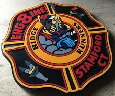 Fire Department Stamford 3D routed wood patch plaque sign Custom picture
