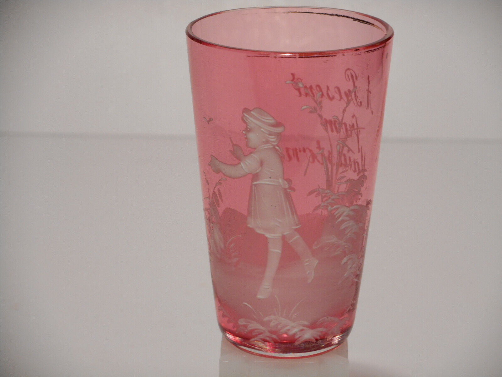 Vintage Mary Gregory Cranberry Pink Cranberry Tumbler - Present From Maidstone