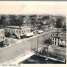 1907 Clarion IA Lake Street Birds Eye Downtown Litho Photo Postcard Moseley A166 picture