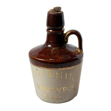 NEWBURY PORT MA Massachusetts ANTIQUE SOUVENIR TRINKET STONEWARE MINI JUG picture
