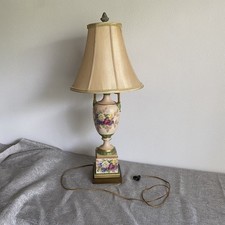 Vintage Worral Poercelain Vintage Lamp Anique Flower Design Trophy Shape picture