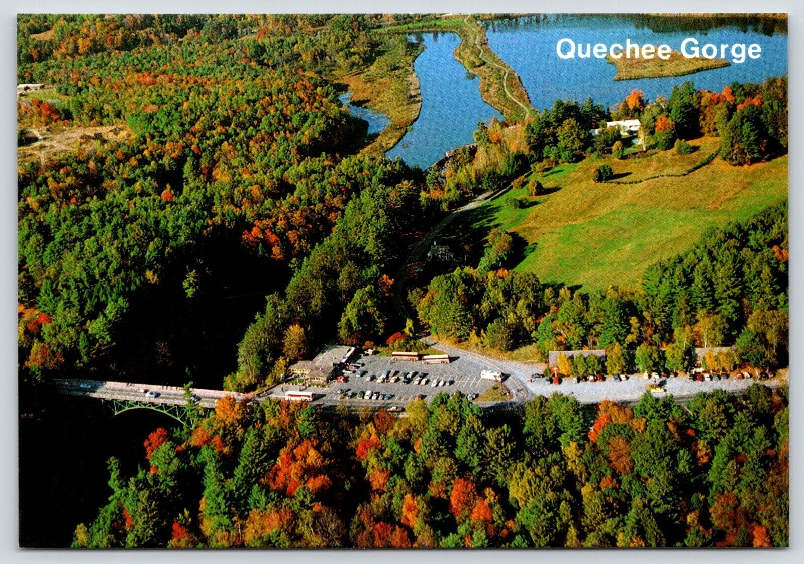 Vermont Quechee Gorge Aerial View  Vintage Postcard Continental