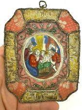 Travel Reliquary Adorned with Center Enhanced Engraving & Silk & 18th Century picture