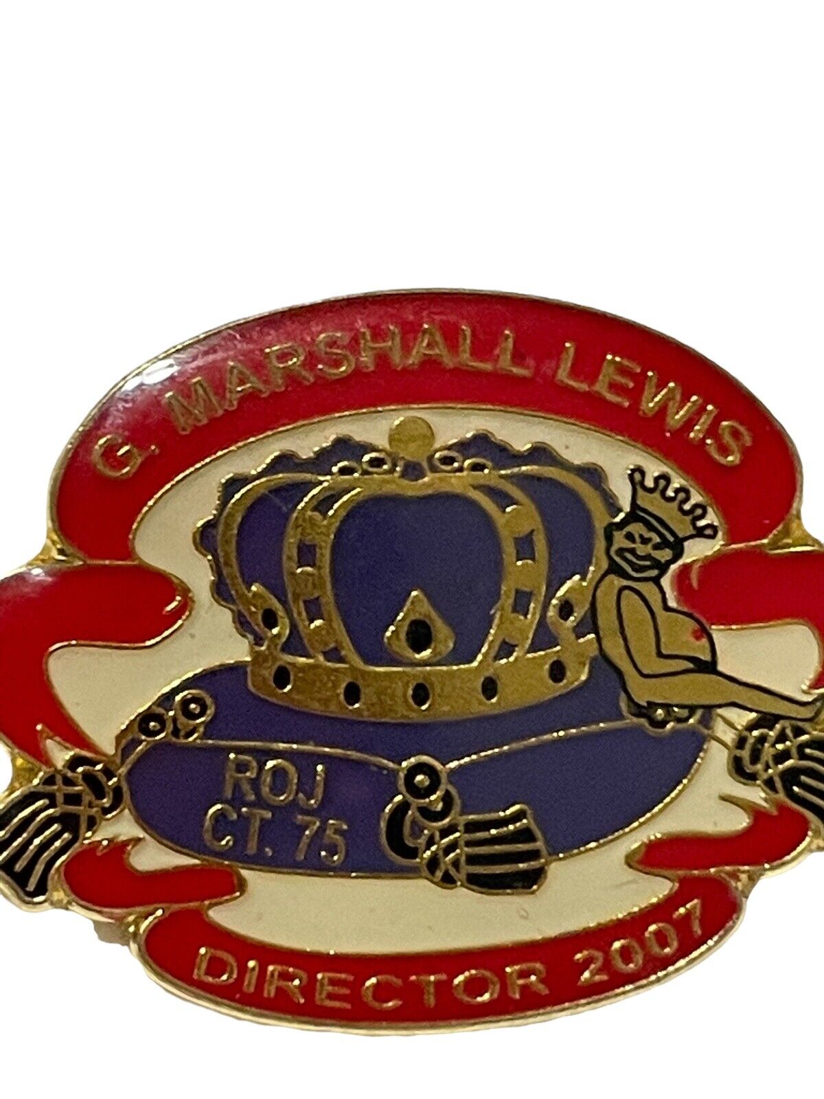 G. Lewis Marshall Lewis ROJ Ct.75 Director 2007 Masonic Enamel Red Blue Pin 