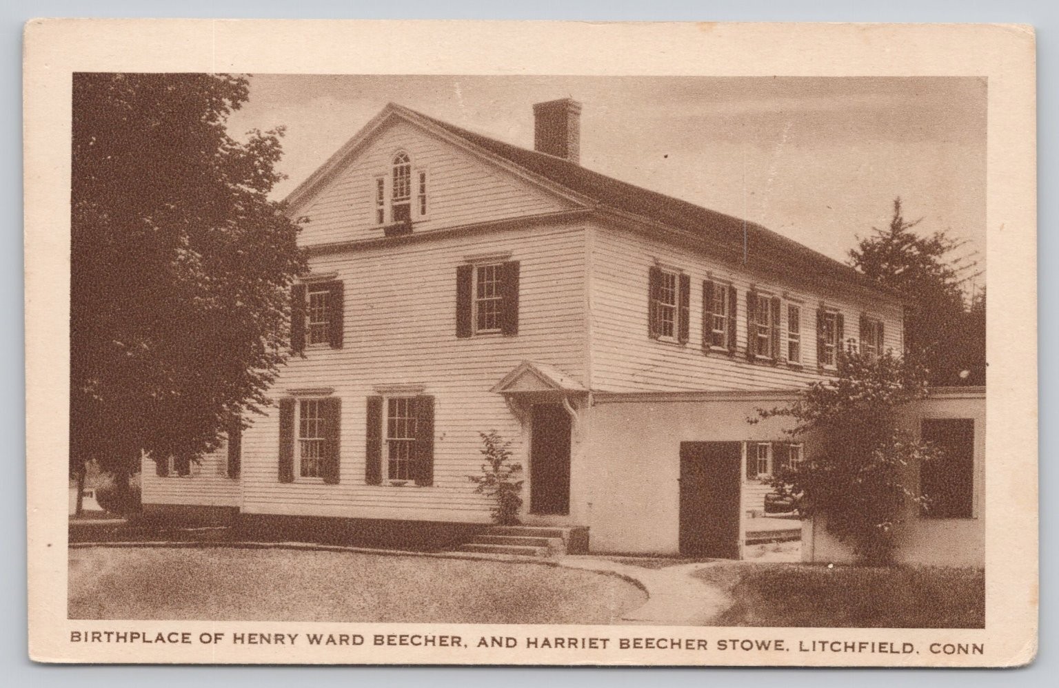 Birthplace Henry Ward Beecher Harriet Beecher Stowe Litchfield CT Postcard Birthplace Henry Ward Beecher Harriet Beecher Stowe Litchfield CT Postcard