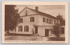 Birthplace Henry Ward Beecher Harriet Beecher Stowe Litchfield CT Postcard picture
