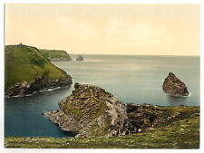 Boscastle view of coast from coast guard's station Cornwall England c1900 PHOTO picture