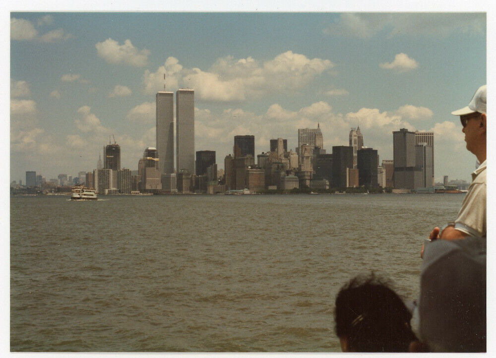 Vintage Photo People Looking at World Trade Center New York City Twin Towers 196