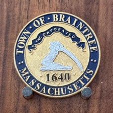 Braintree Fire Department 150 Years Service Challenge Coin  1#43 picture