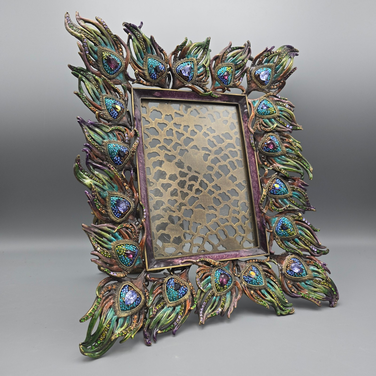 Jay Strongwater Enamel Ferdinand Peacock Picture Frame Jay Strongwater Enamel Ferdinand Peacock Picture Frame
