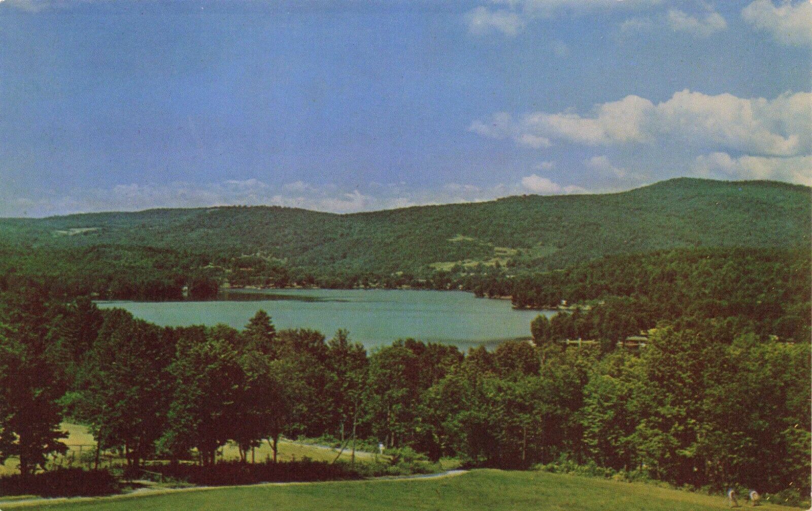 Postcard Ephemera Ely VT Vermont Lake Fairlee Clouds Scenic Rolling Hills USA