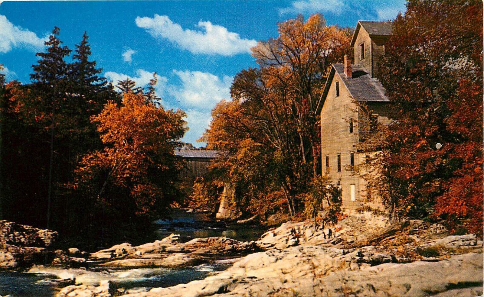 Old Mill and Covered Bridge Rutland Vermont VT near Airport Postcard