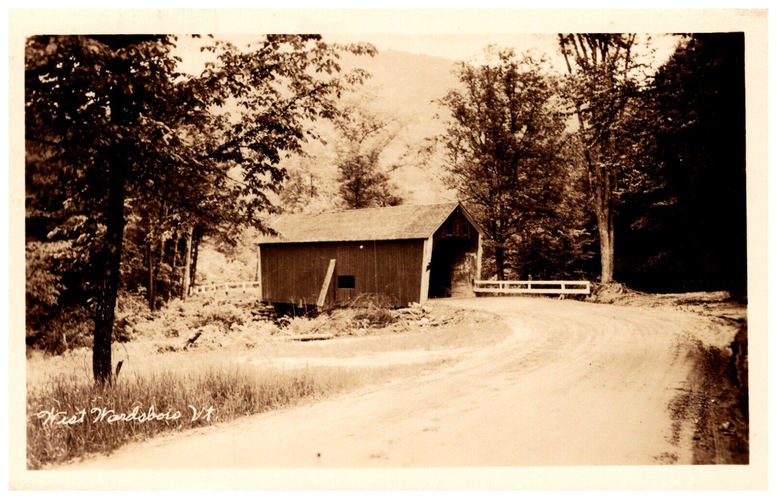 Postcard West Wardsboro VT Covered Bridge RPPC 1938