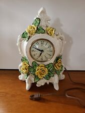 Vintage Holland Mold Ceramic Yellow Floral Motif Electric Clock - Works picture