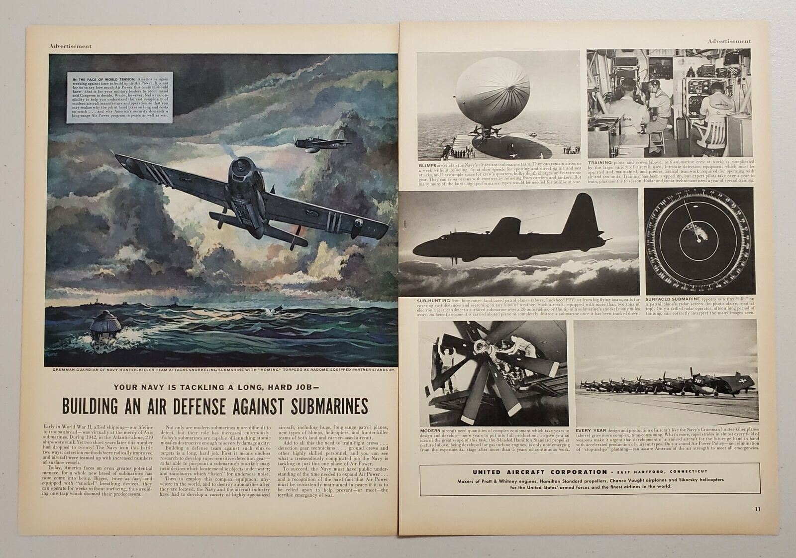 1952 Print Ad Grumman Navy Hunter-Killer Planes United Aircraft East Hartford,CT 1952 Print Ad Grumman Navy Hunter-Killer Planes United Aircraft East Hartford,CT