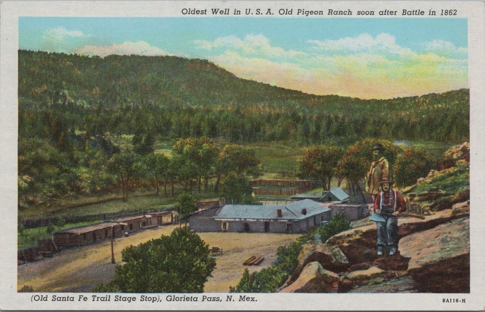 Postcard Oldest Well in USA Old Pigeon Ranch Glorieta Pass NM 