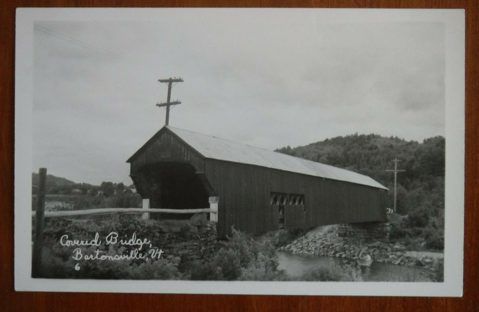 VT Vermont , Bartonsville, Covered Bridge, RPPC, ca 1950