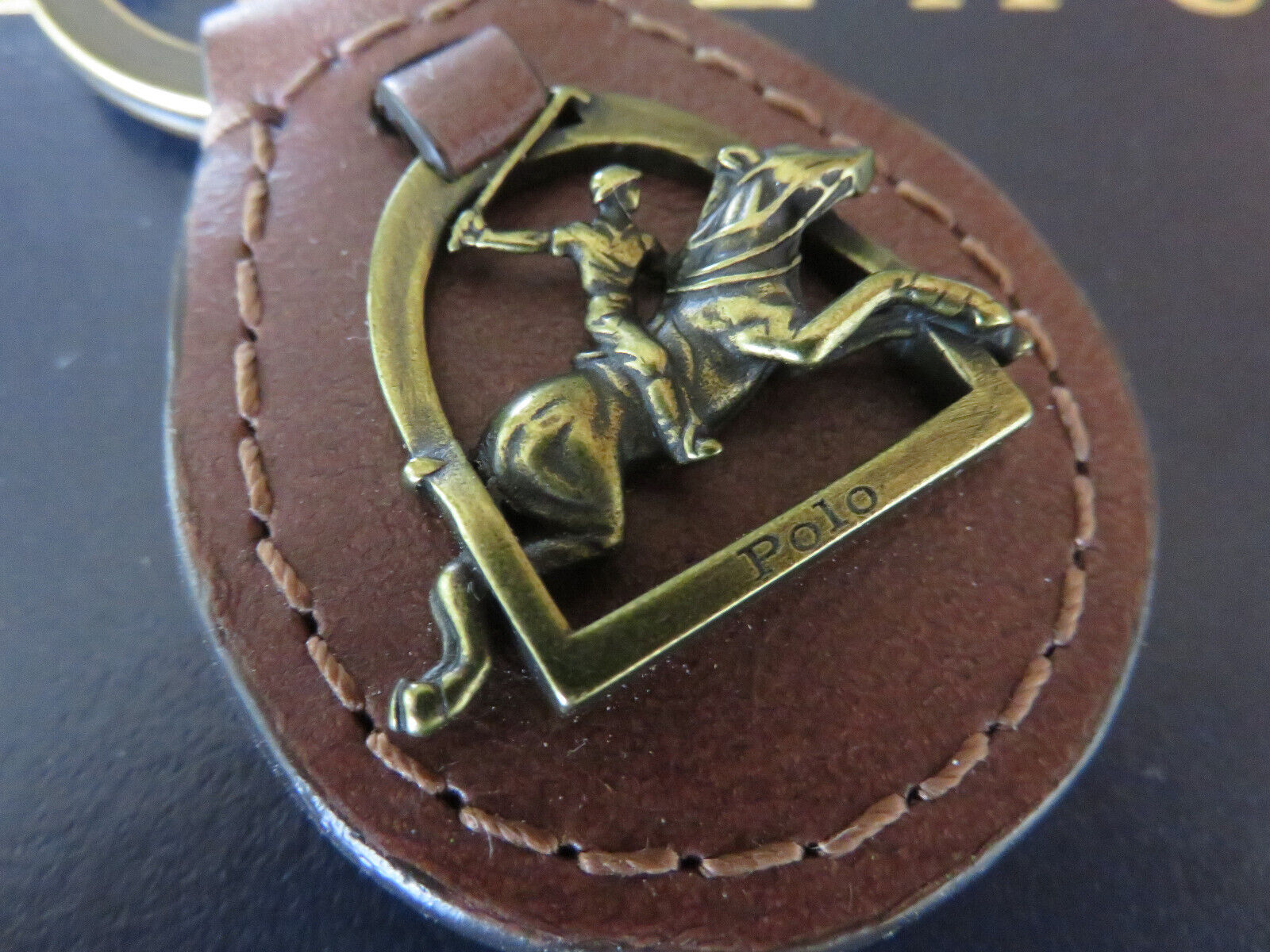 Polo RALPH LAUREN Key Chain Brass Leather FOB Equestrian Key Ring