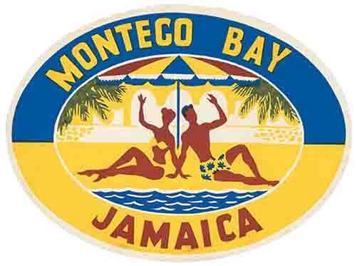 MONTEGO BAY  Jamaica   Vintage Looking  Travel Decal  Sticker Label