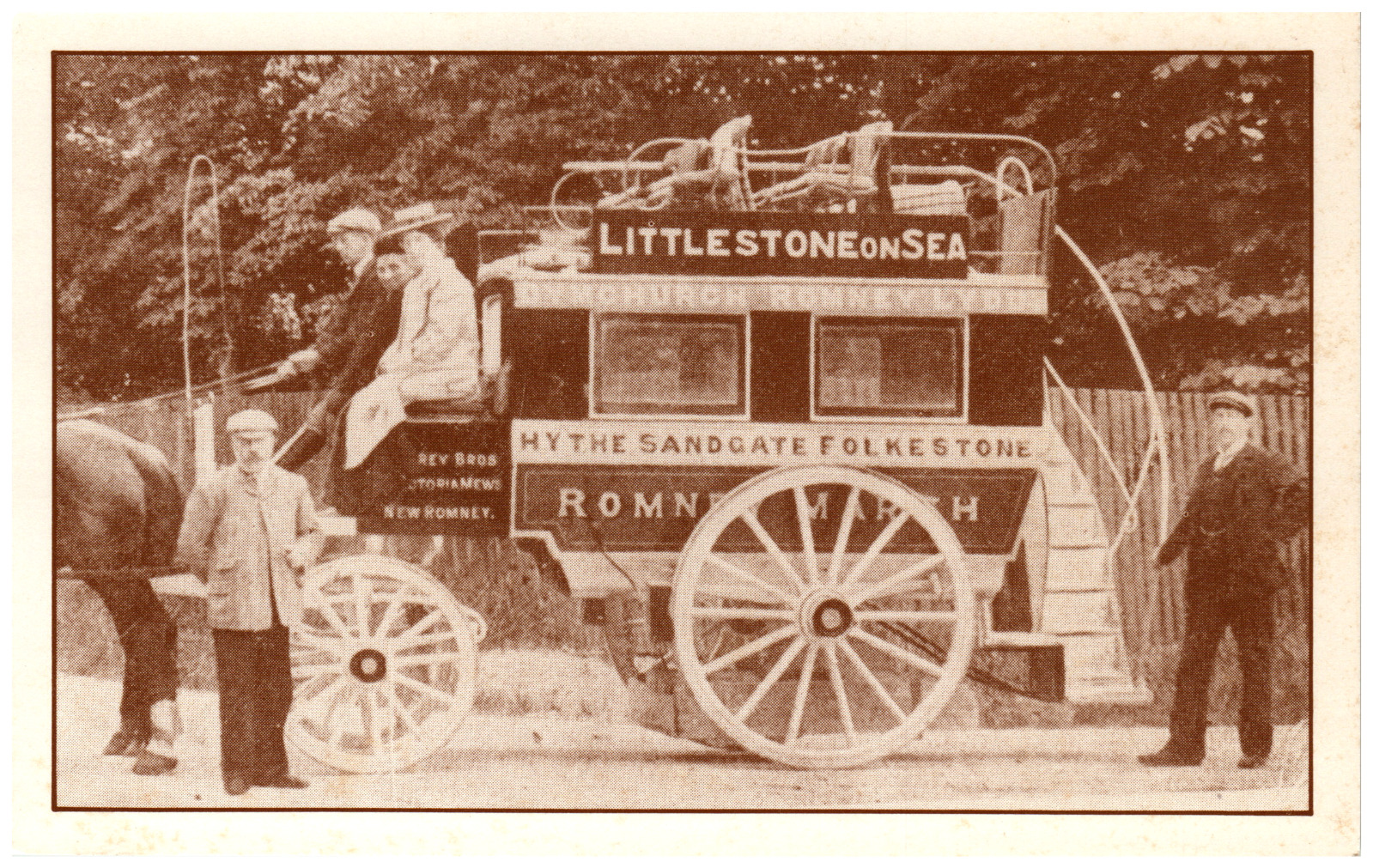 Postcard Vintage Littlestone on Sea Hythe Sandgate Folkestone Horse & Buggy
