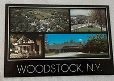 POSTCARD - WOODSTOCK, NY - 4 VIEWS (AERIAL, PLAYHOUSE, GEN. STORE, VILLAGE GREEN picture