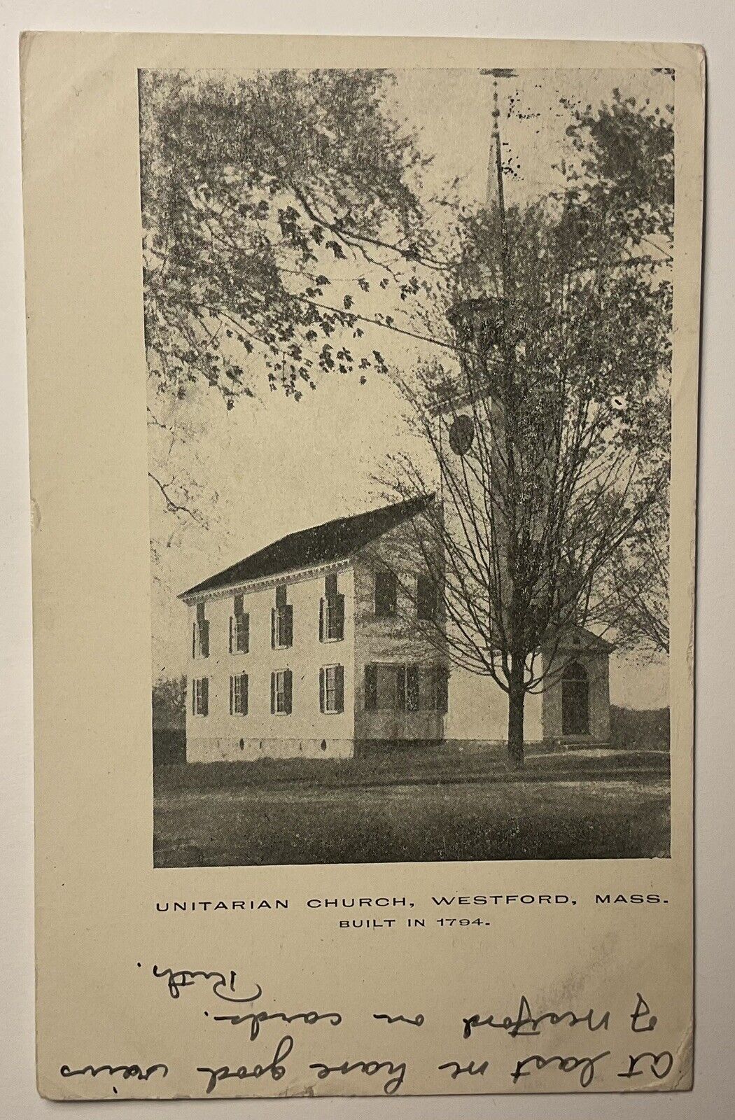 Unitarian Church, Westford, MA Postcard 1906