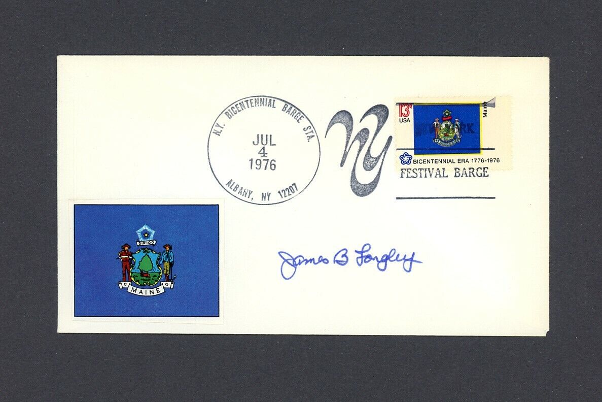 JAMES LONGLEY Maine Gov signed 1976 BICENTENNIAL STATE COVER & STAMP envelope