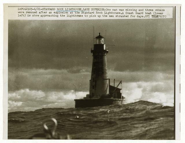 Photo:Stannard Rock Lighthouse,Lake Superior,Dark Clouds,1961