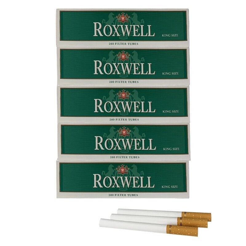 Roxwell Menthol Green Cigarette Tubes King Size Pre Rolled 200/Pack - 1000 Tubes