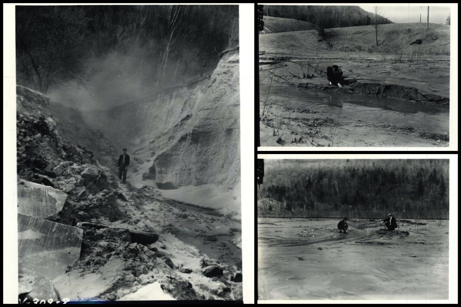 WIND & RAIN GULLY EROSION - Rare PHOTOGRAPH - Danby - VERMONT 1962