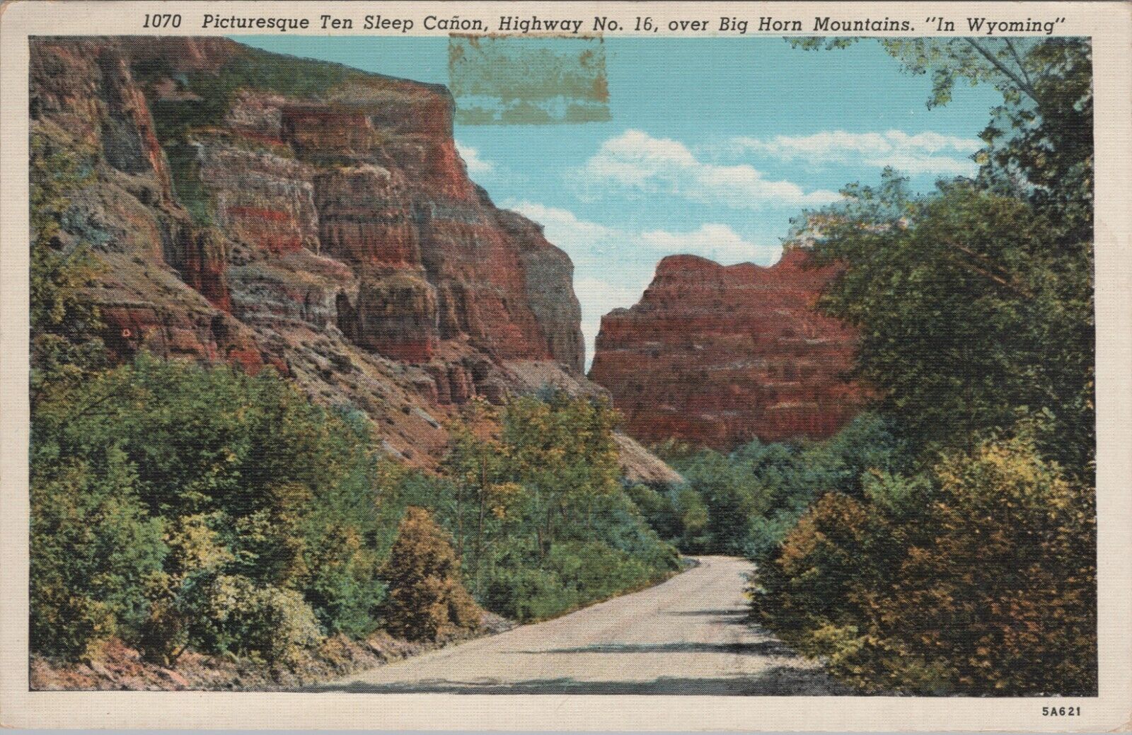Vtg Postcard Linen Ten Sleep Canyon Highway 16 Over Big Horn Mountains Wyoming