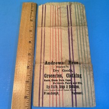 Andrews Bros. Store, Hinesburgh VT  Bag c 1910's? Hinesburg VT general dry goods picture