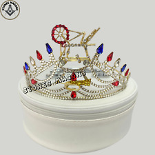 HOJ Crown, Masonic Heroines Of Jericho Crown in Gold Tone Adjustable With Case picture