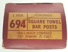 Vintage NOS 1950's Hall-Mack Coronado NO. 694 Chrome Square Towel Bar Posts picture