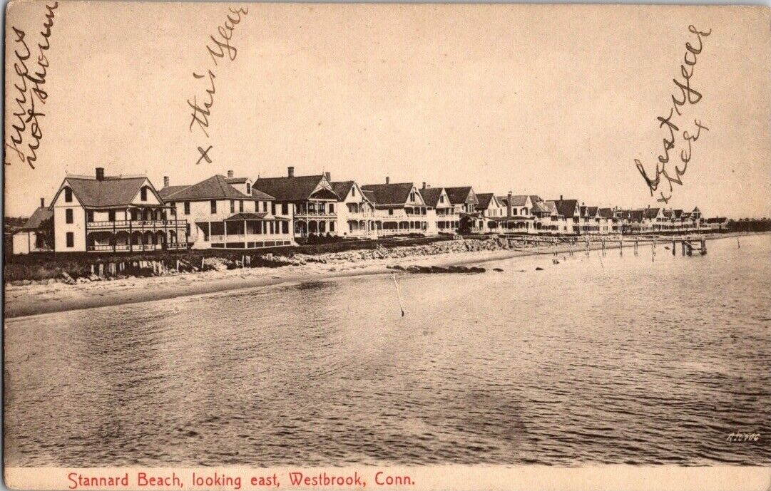 Stannard Beach Looking East Westbrook CT Connecticut Antique Postcard Neidlinger