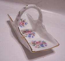 Handled Candy Dish St. George White Floral Roses Gold design Made In England picture