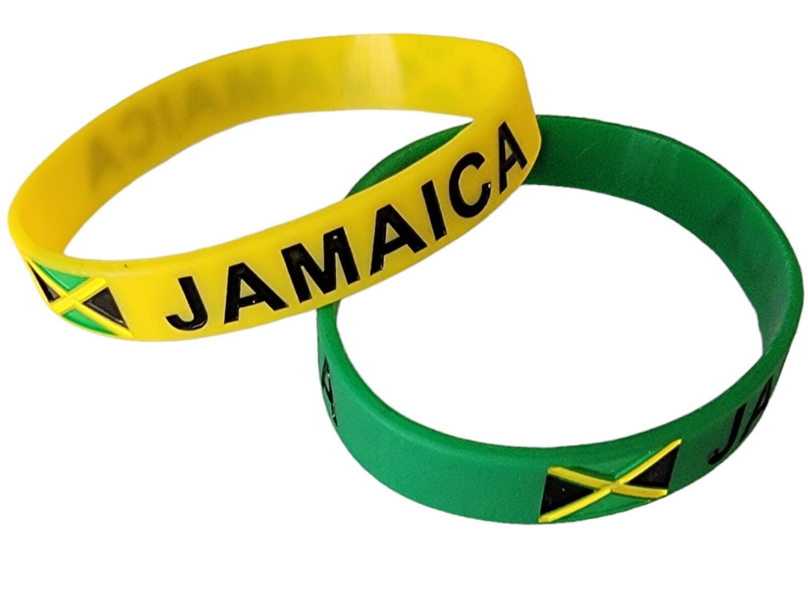 2PCS. Jamaica Silicone Bracelet FLAG Wristband Mini Banna Jamaica Sports Track 