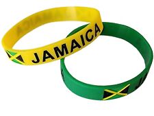 2PCS. Jamaica Silicone Bracelet FLAG Wristband Mini Banna Jamaica Sports Track  picture