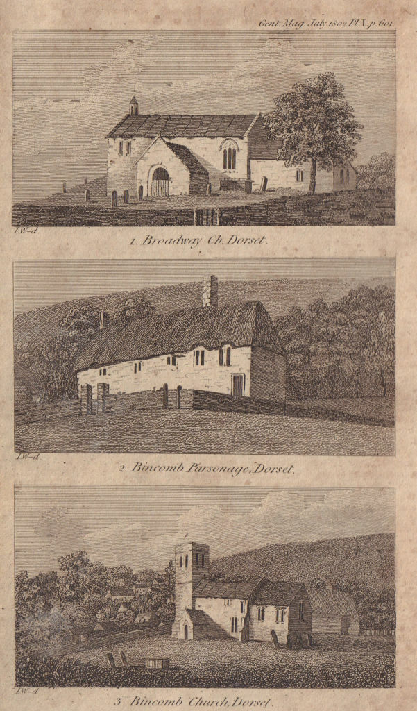 Weymouth, Dorset churches. St Nicholas, Broadwey & Holy Trinity, Bincombe 1802