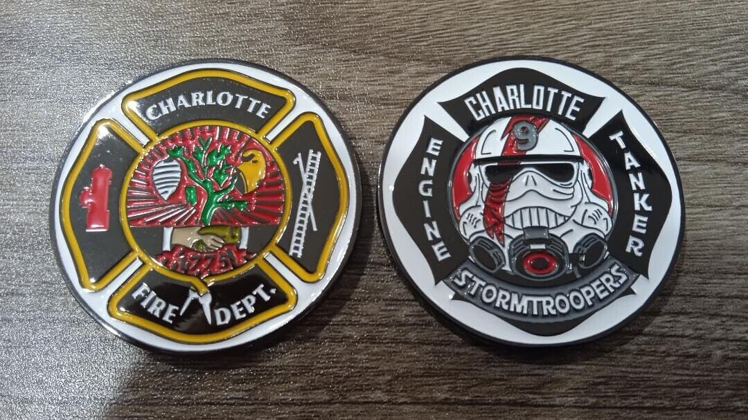 Charlotte Fire Department Station 9 Stormtroopers Challenge Coin Star Wars