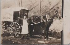RPPC Postcard Man Driving Meat Wagon Brobst Meats Bethel PA  picture