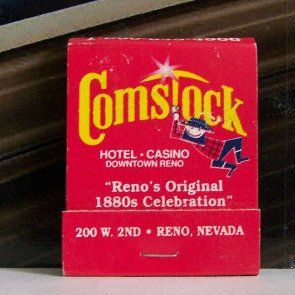 Rare Vintage Matchbook J1 Reno Nevada Comstock Hotel Casino Original 1880s Celeb