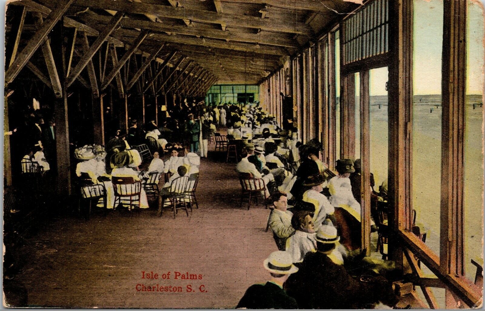 Vtg Charleston South Carolina SC Isle of Palms Dining Pavilion 1910s Postcard