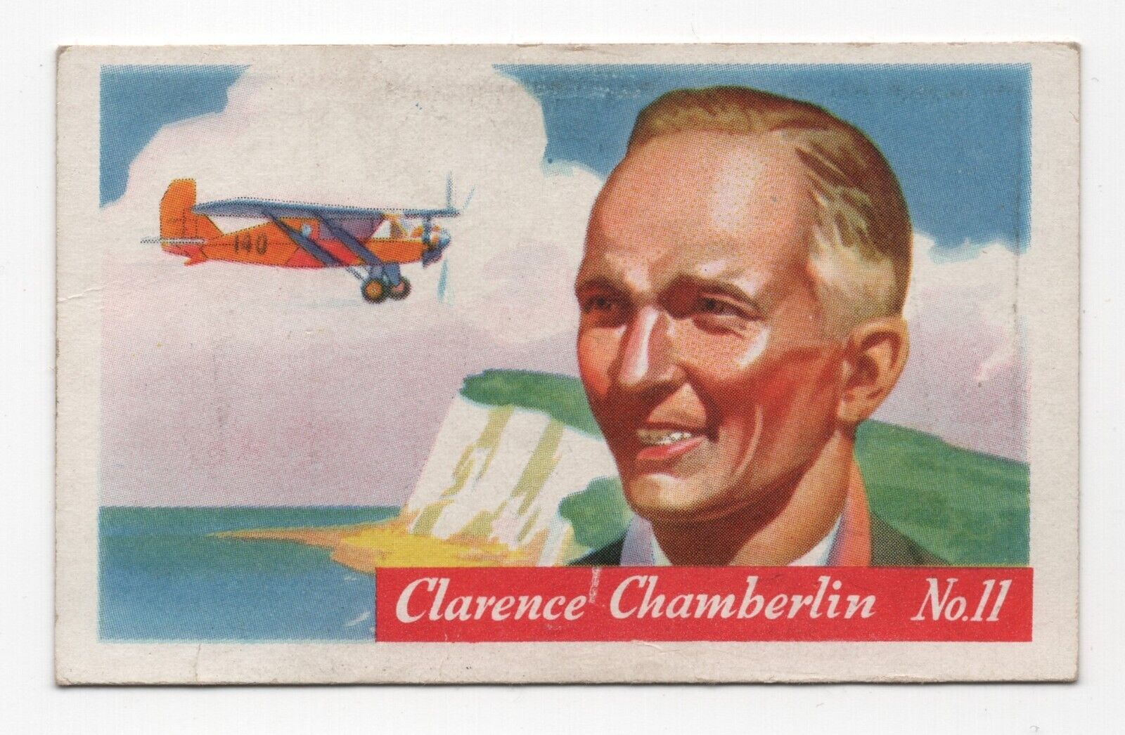 1936 Clarence Chamberlin Cereal Card F277 Heinz Famous Aviators 1ST Series Pilot